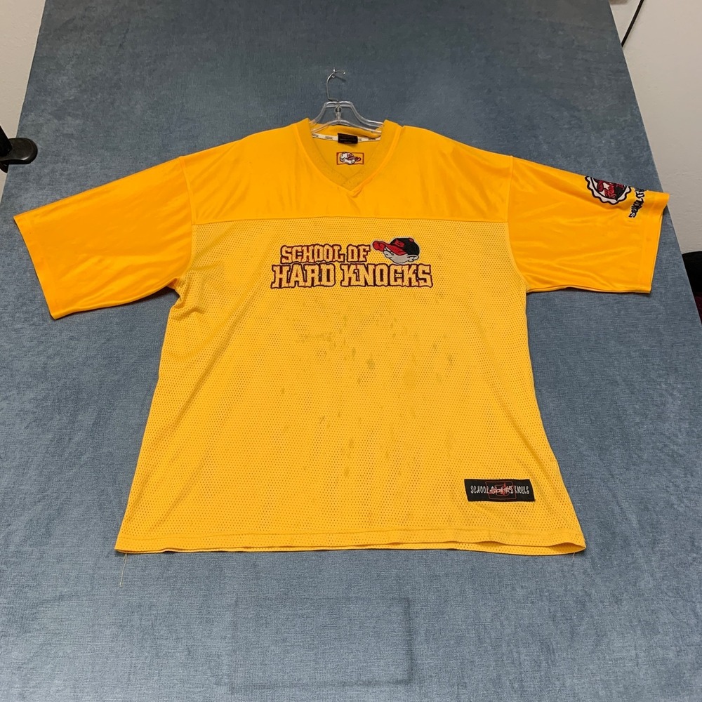 School of Hard Knocks Jersey Men's XL Yellow Mesh Short Sleeve V-Neck Pullover